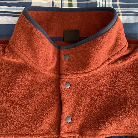 Dark brick and navy fleece jacket - Picture 5 of 17